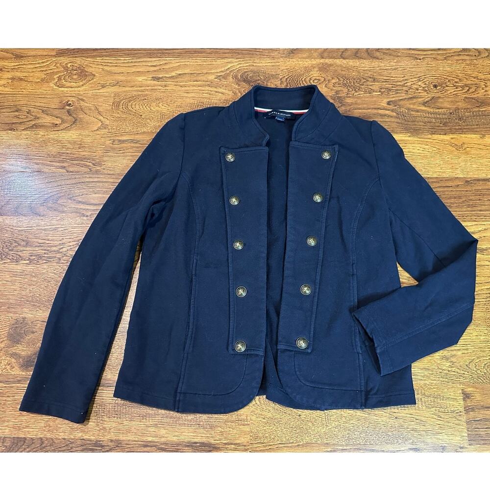 Tommy Hilfiger Fitted Cotton Military Jacket Gold Buttons Navy Women’s Large